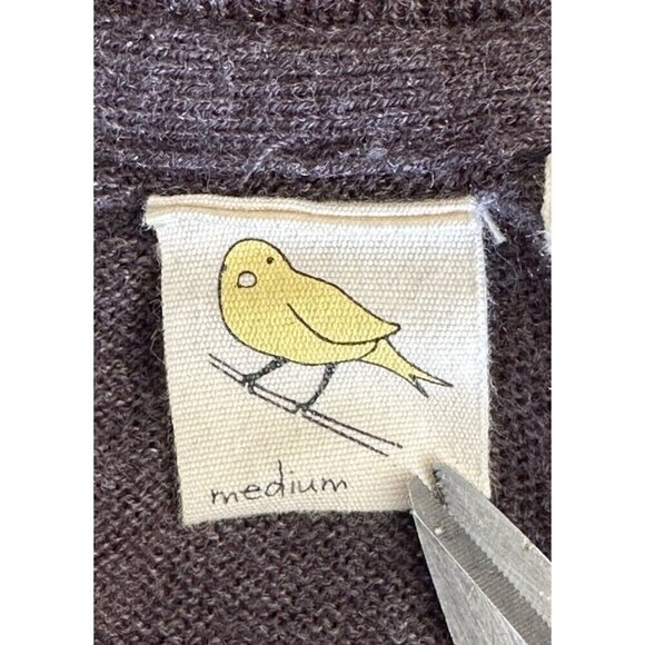 Anthropologie Sparrow Brown Scalloped 3/4-Sleeve Snap Closure Cardigan Sz M - Picture 8 of 12